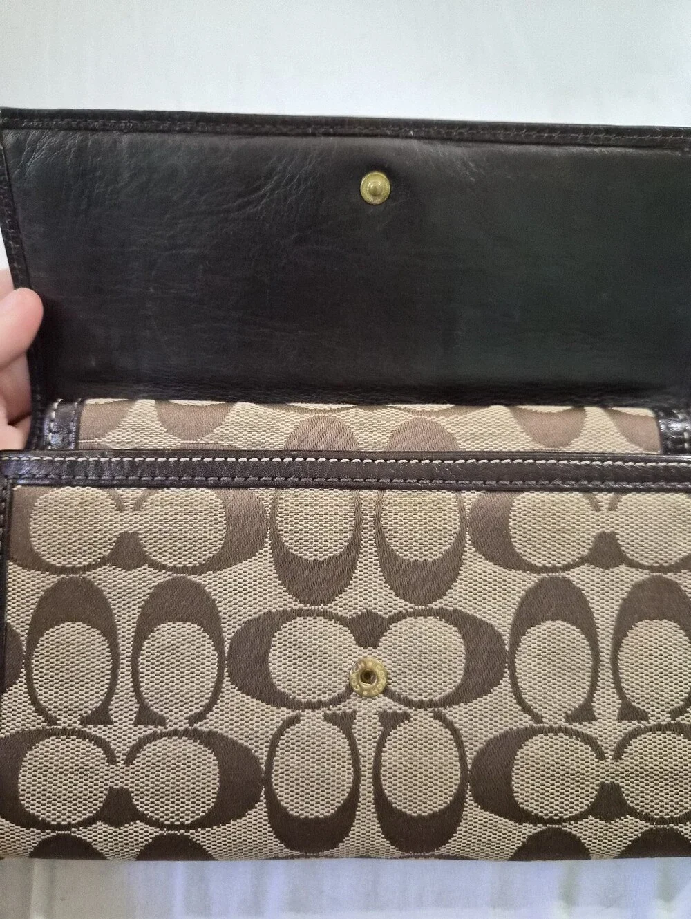 Coach Brown Signature Canvas Continental Wallet